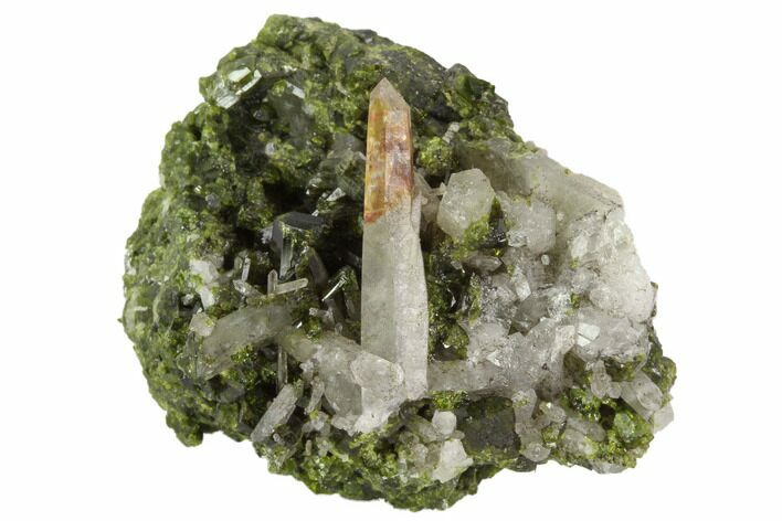 Epidote & Quartz Crystal Cluster - Peru #98952